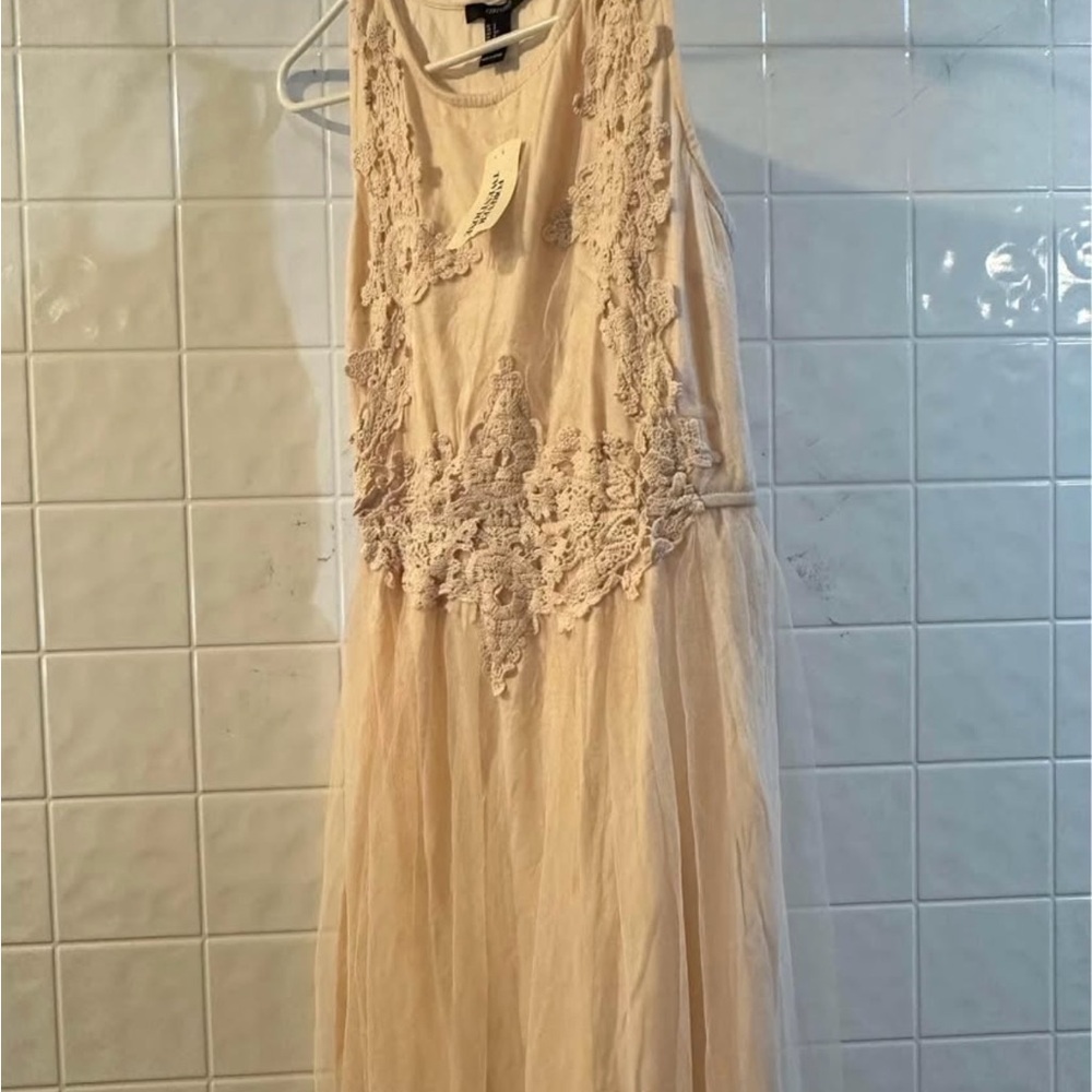 Cream Lace Long Formal Dress